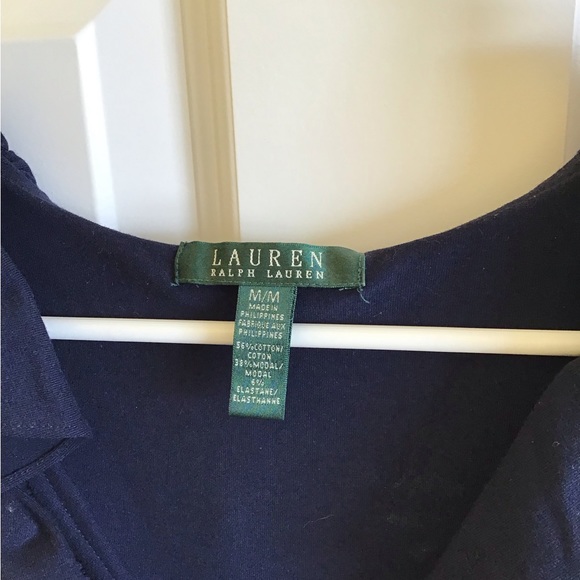 Ralph Lauren navy sleeveless dress with ruffled front - Picture 4 of 5